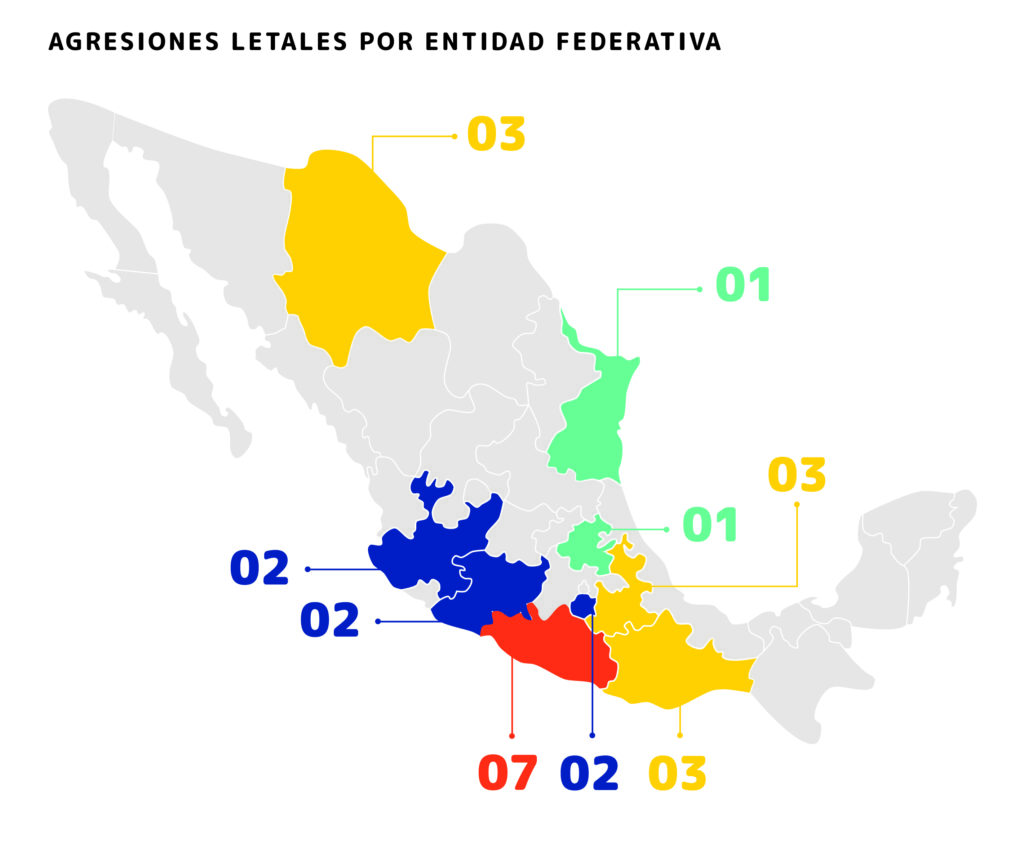 3 Agresiones letales por entidad federativa